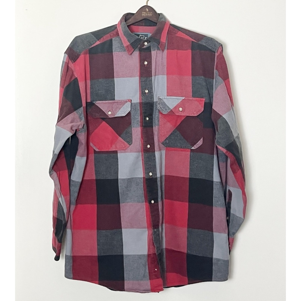 Woolrich Flannel Shirt Men's Large Red Midwest Emo CabinCore Granola Grunge GORP